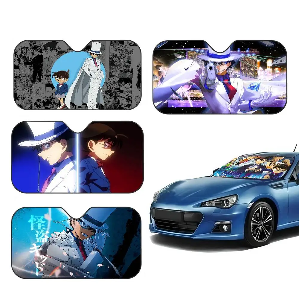 Retro Anime Detective Conan Cartoon Foldable Front Windshield Sunshade 70x130cm Foils Car Sun Visor Sun Shade Protect