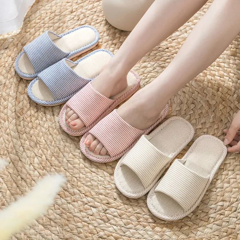 Linen Slippers for Women Suitable for Indoor Use Comfortable with Cotton and Linen Non Slip for Home Shoes for Men and Couples