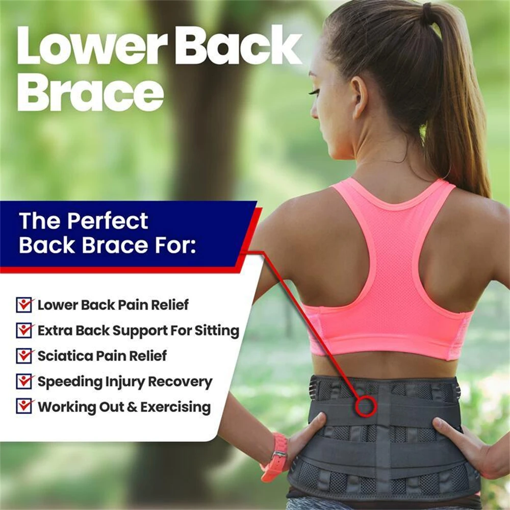 Sports Lumbar Back Belt Lower Back Pain Relief with 6 Stays Men and Women Waist Support Belt Anti-skid Sciatica Lumbar Support