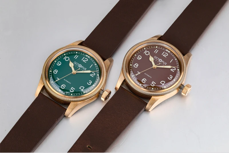 Octopus Men Automatic Watch 40mm Bronze Mechanical Wristwatch Diver 10ATM Sapphire Mirror C3 Luminous Coin Bezel PT5000 SW200