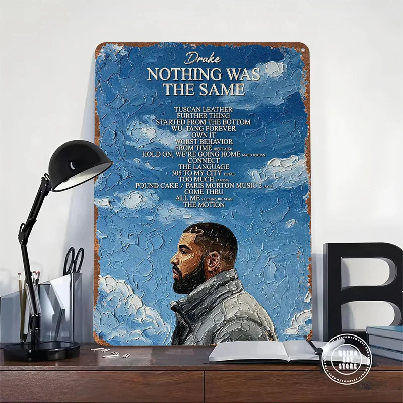 Drake Nothing Was The Same Album Art Personalized 3D Textured Metal Poster Wall Art Tinplate Sign for Luxury Decoration Home