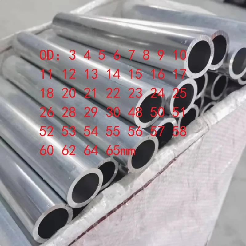 Aluminium Tube OD 3 4 5 8 10 12 15 20 25 28 30 48 50 51 52 53 54 55 56 57 58 60 62 64 65mm Round 6061 Aluminum Alloy Metal Pipe