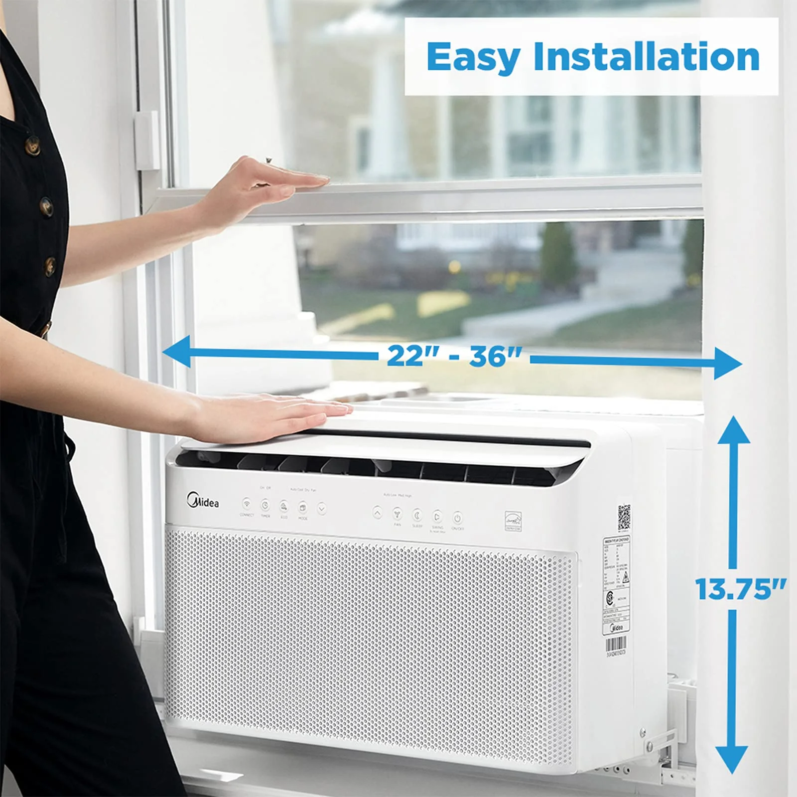 Midea U Inverter Window Air Conditioner 8,000BTU, U-Shaped AC with Open Window Flexibility, Robust Installation,Extreme Quiet, 3