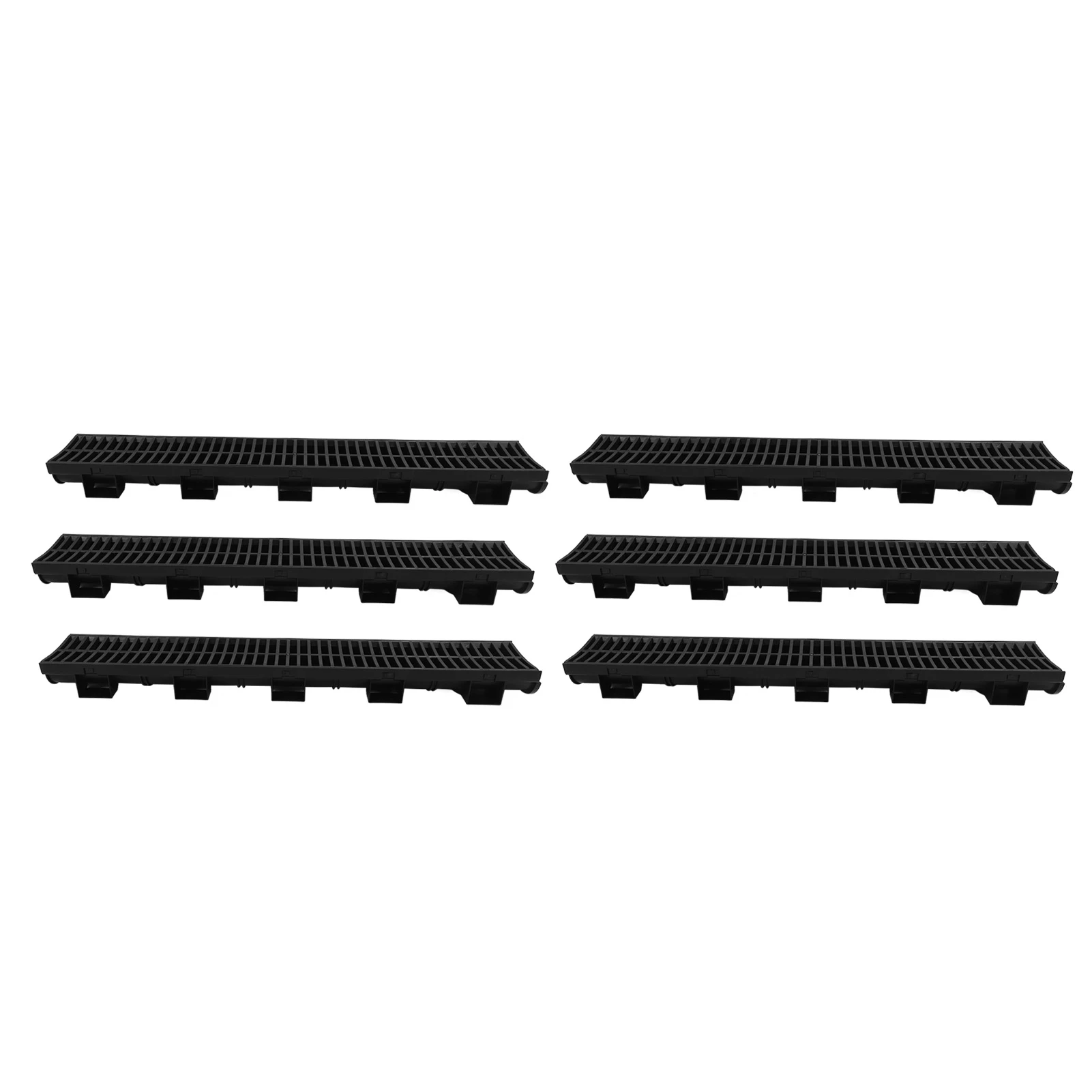 6 Set Trench Drain System Interlocking Leakage Proof Channel Drain with Grates for Gardens Farms Terrace Trench Drain System