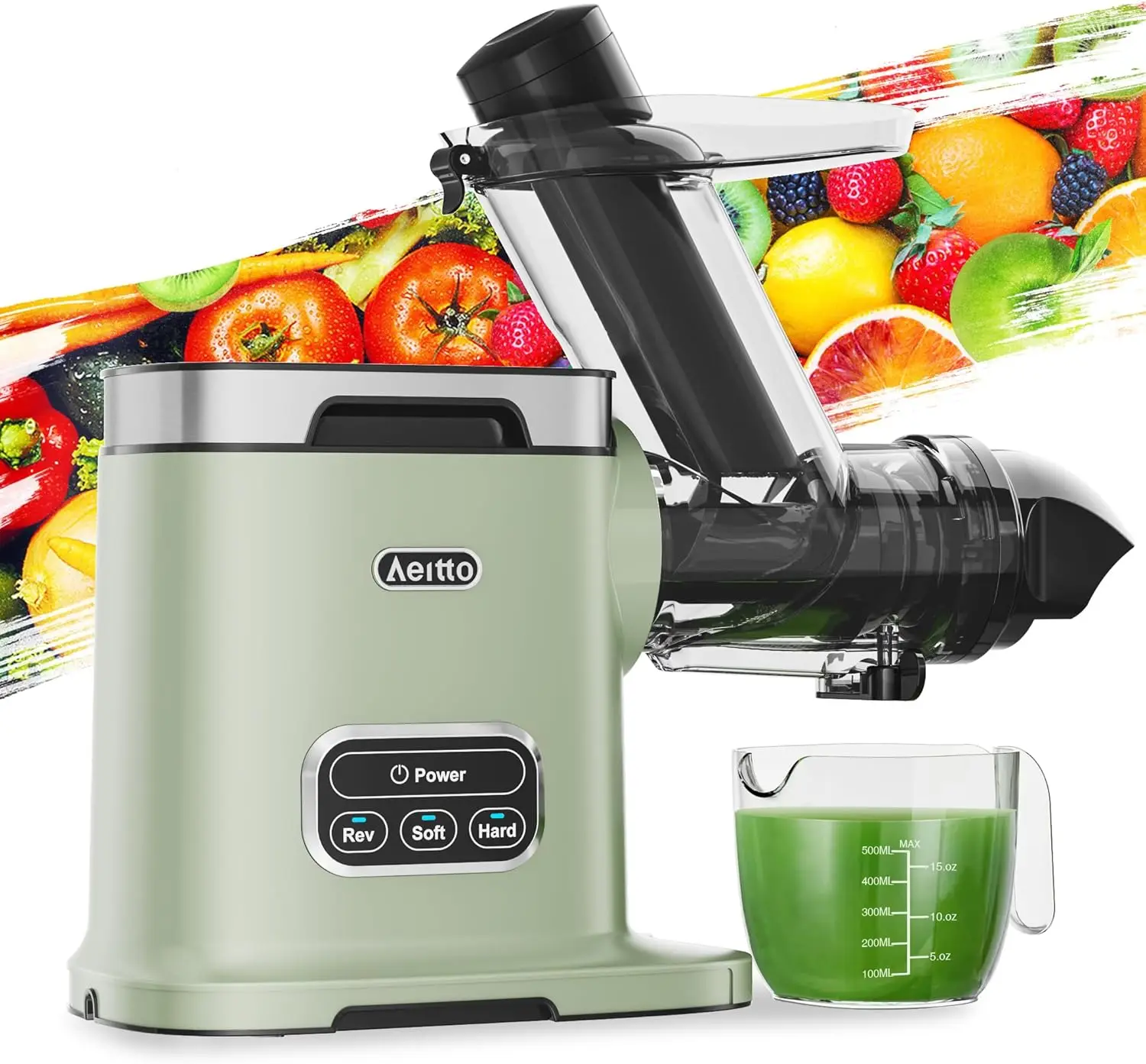 Slow Juicer-machines, 3,6 inch brede hak, grote capaciteit, hoge sapopbrengst, 2 koude pers-sapcentrifuge-modi, gemakkelijk schoon te maken masticine