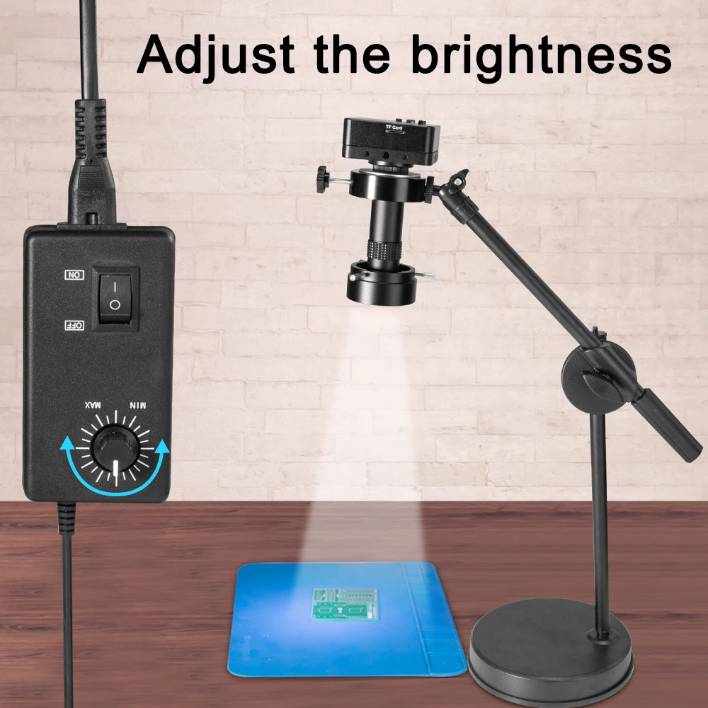 Full Set 38MP Industrial Digital Microscope Camera HDMI USB Outputs+130X C-Mount Lens+Stand +40 LED Illumination Light Lamp