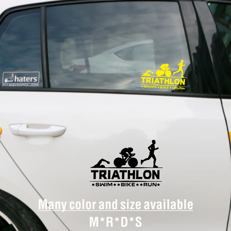 Car Stickers Triathlon Swim Bike Run Athlete Sport Carbon Fiber Vinyl Motorcycles Decoration Stickers and Decals 17.5CM*11CM #64