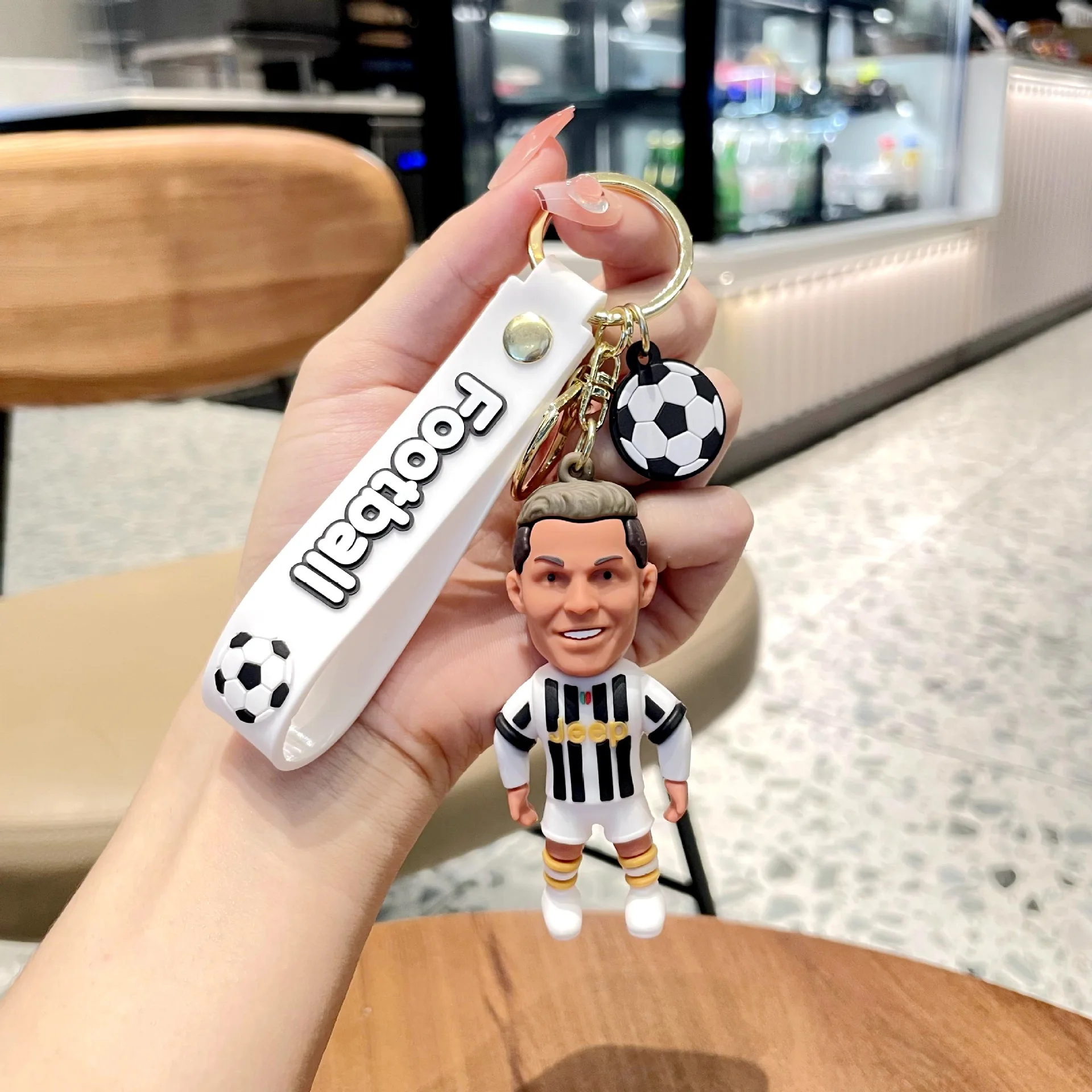 サッカースターロナウドフィギュアキーホルダージュエリーバッグ