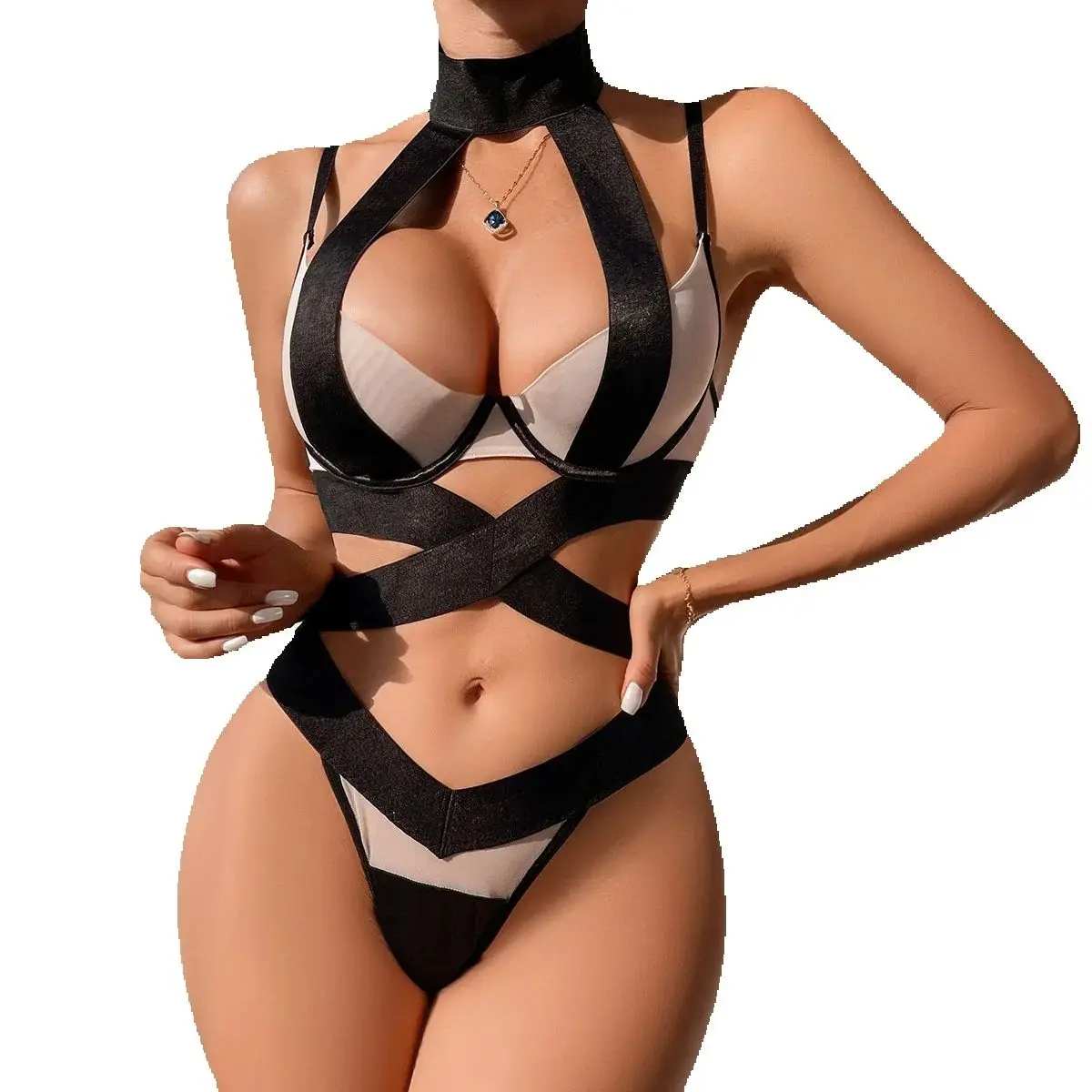 

Black Backless Bodysuit Women Halter Bandage Skinny Bodysuit Sexy Bodysuit Body Femme