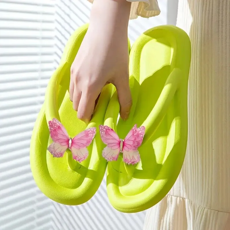 Tikp Nuevas chanclas Butterfly Eva para mujer, zapatillas ligeras, simples, informales y de moda