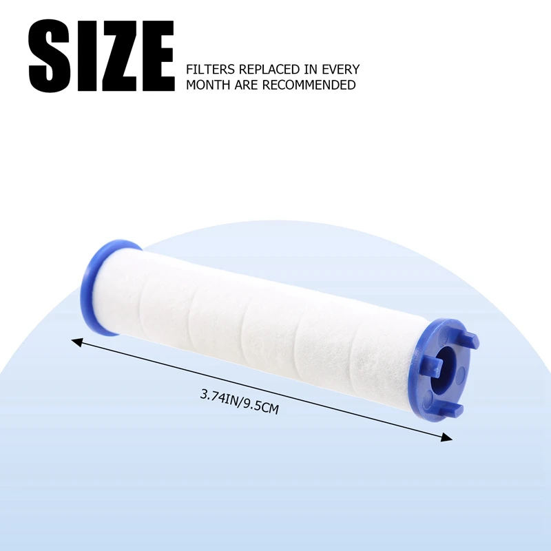 TKOH-Filter Cartridge For Vortex Shower Head 3.7In Set Of 12 Replacement Filter Cartridge For Detachable Propeller