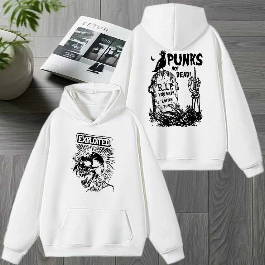 Rock bandThe Exploited Double Sided printed Winter Hoodie Unisex hip hop punk streetwear Men women vintage Fleece Sweatshirt