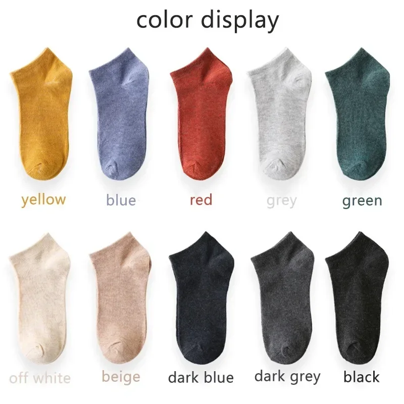 10 Pairs/Lot Men\'s Cotton Socks Hot Selling Low Tube Solid Color Breathable Comfortable Simple Fashion Gifts Male Ankle Sock