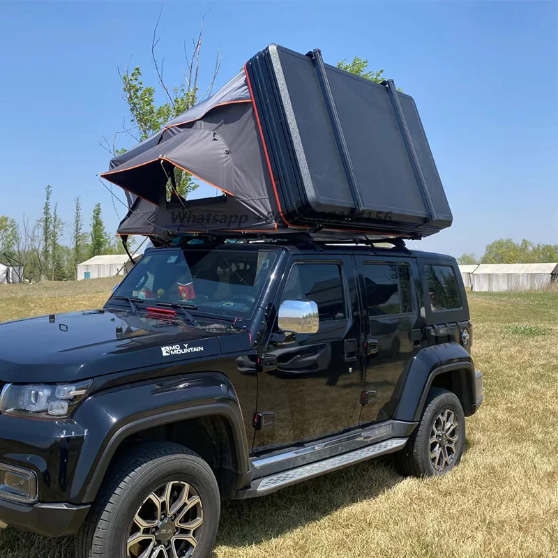 2-4 Person Optional Luggage Rack Aluminum Shell Side Opening Roof Top Tent