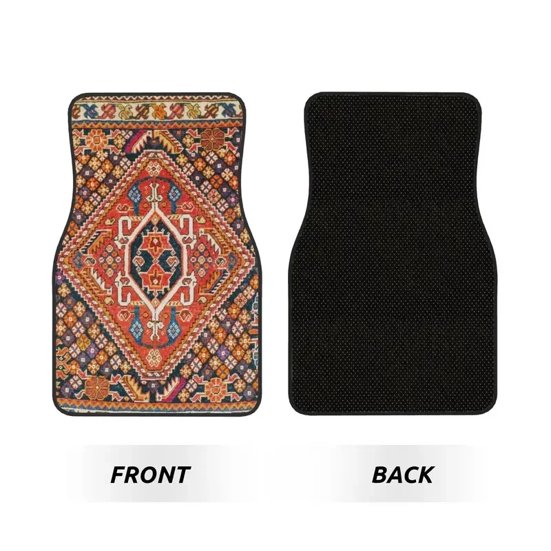 Persian Tribal  Turkish Kilim Car Floor Mats of 4 Pieces Crystal Velvet Ethnic Art Universal Car Front Rear Carpets Foot Mats