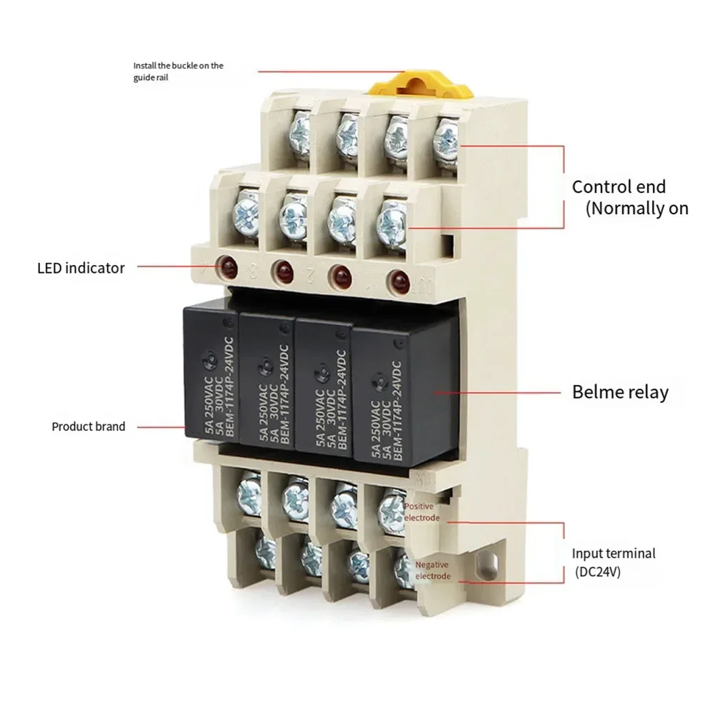 New Relay Terminal Module G6B-4BND Set Plastic Pluggable Screw Wiring Terminal Relay With Base 4-way NO Buckle