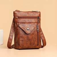 Vintage Women's Leather Crossbody Bags, Fashion Multi-layer Shoulder Bag, Suitable for Commuting, Banquets and Other Occasions