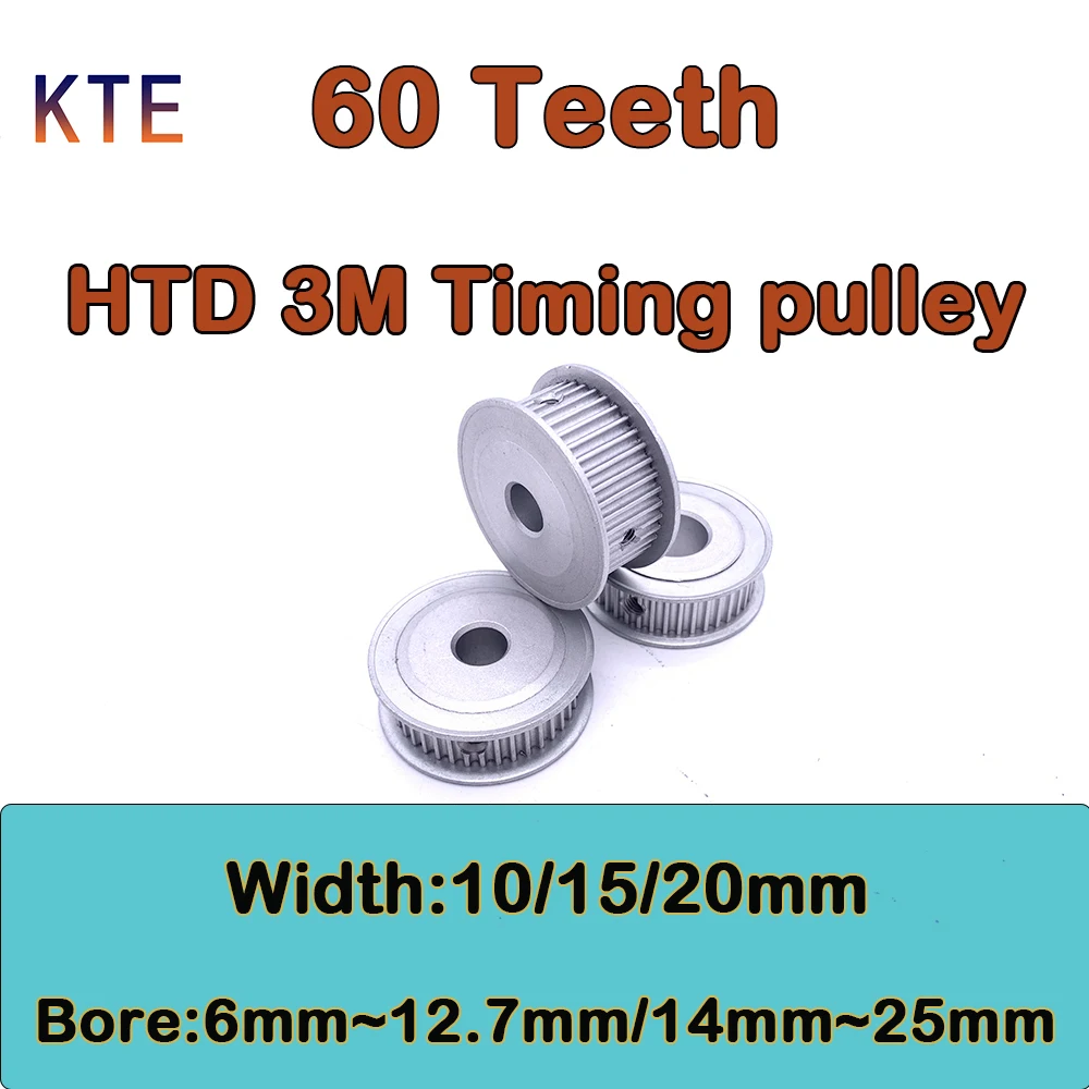 

60 Teeth HTD3M Timing Pulley Bore 6/8/10/12/12.7/14/15/16/17/18/19/20/22/25mm 60T HTD3M Synchronous Wheel Belt Width 10/15/20mm