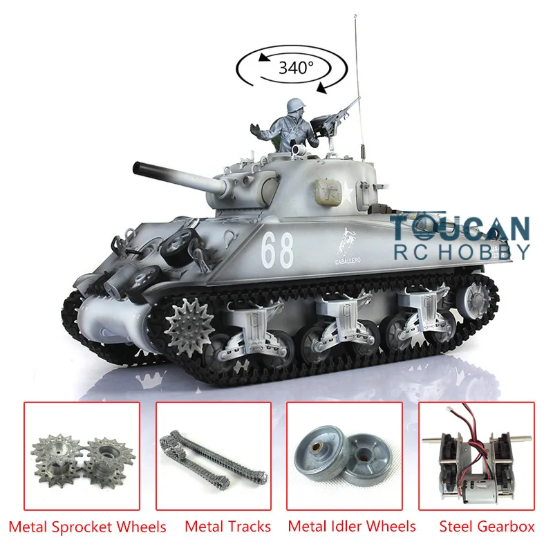 

1/16 2.4G HENG LONG Snow 7.0 Upgraded M4A3 Sherman RTR RC Tank 3898 Metal Tracks TH17691-SMT4