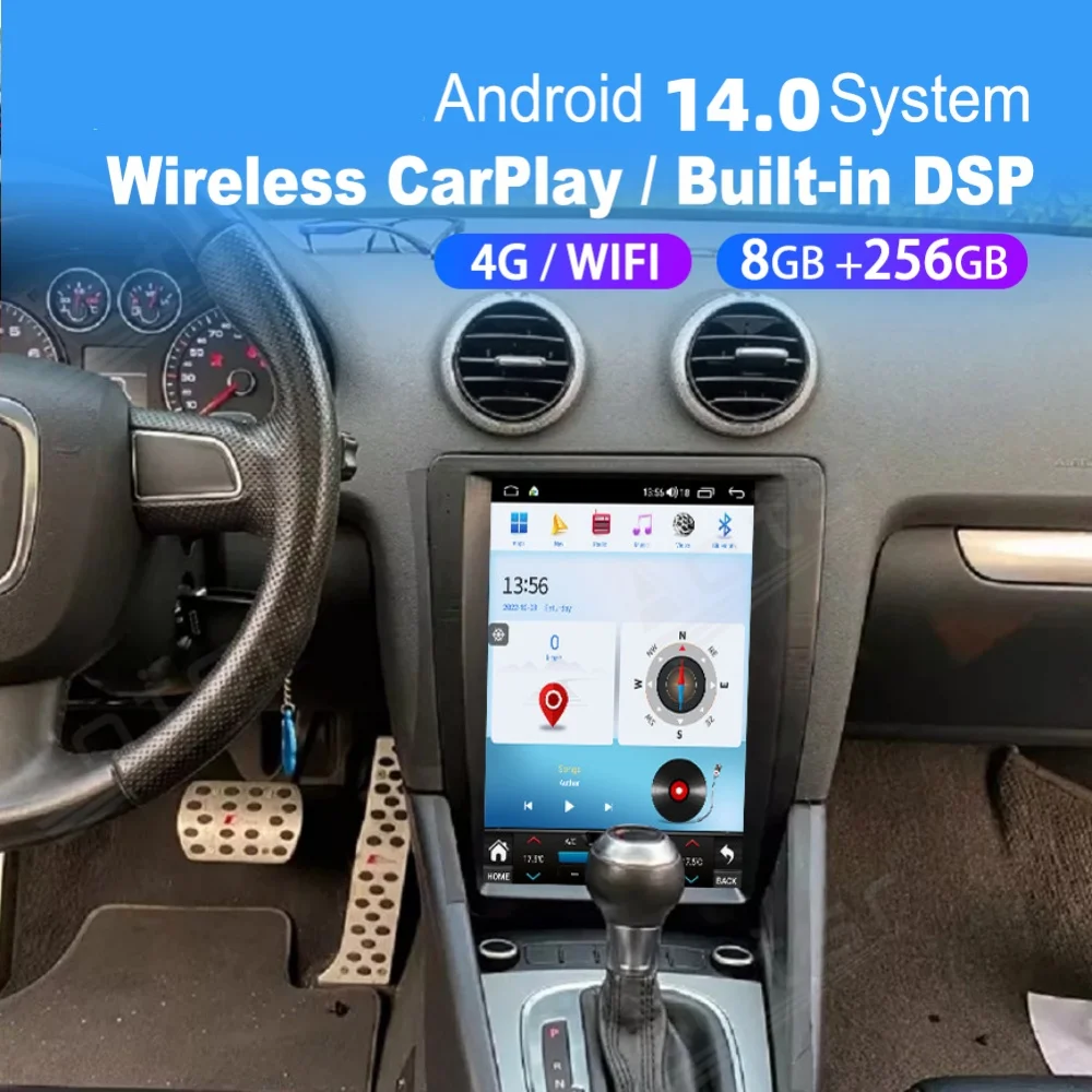 For Audi A3 2008 2009 2010 2011 2012 2013 Android 14 Car Multimedia Player GPS Navi Car Radio WIFI Vertical Screen Head unit
