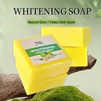 WK JALY Savon au citron blanchissant, lueur naturelle, estompe les taches foncées, hydraté, avec glutathion, huile de beurre de karité, pour le visage et le corps 2