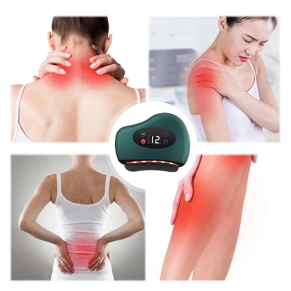 الكهربائية جواشا مدلك التدفئة الاهتزاز كشط مدلك للوجه الرقبة تدليك العضلات ورفع الجلد أداة تدليك الجمال #3