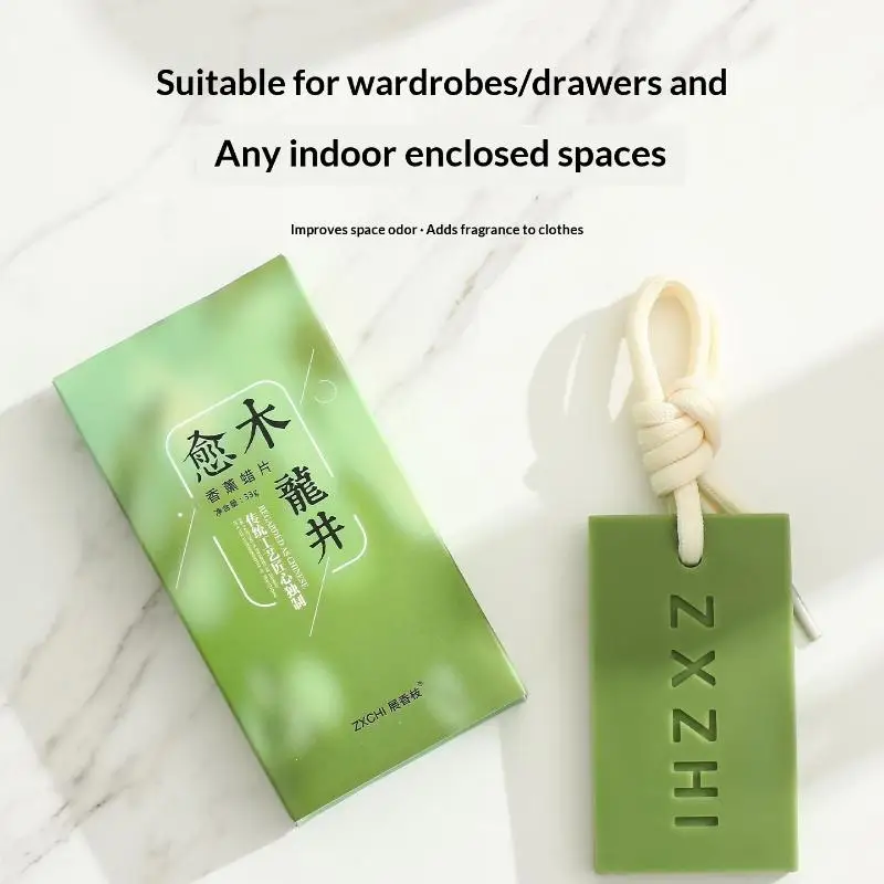 New 1Pc Home Aromatherapy Gift Gift Longjing Aromatherapy Wax Tablet Pendant Wardrobe Bedroom Air Freshness Solid Freshener