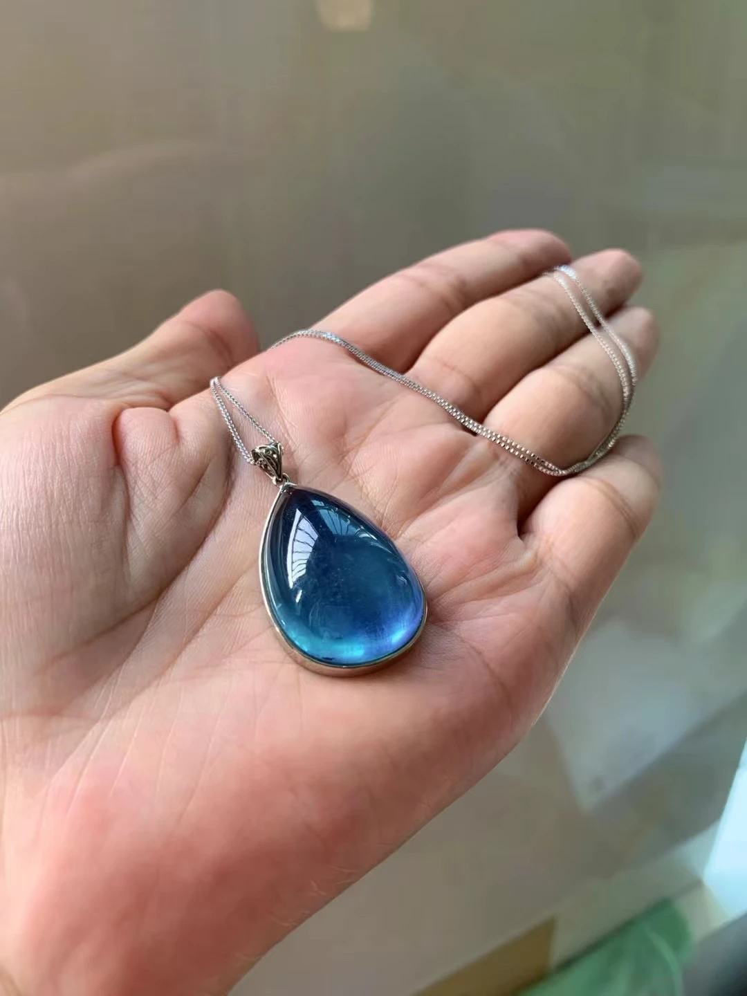 Natural Blue Aquamarine Rectangle Pendant 38*24*10mm Dragon Big Size Aquamarine Brazil Jewelry Women Fashion Jewelry AAAAAAA