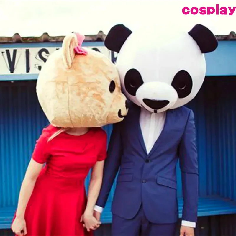 Halloween lover heads Panda & bear Cosplay Costume Fancy dress wedding party props adult cosplay outdoor poster head C