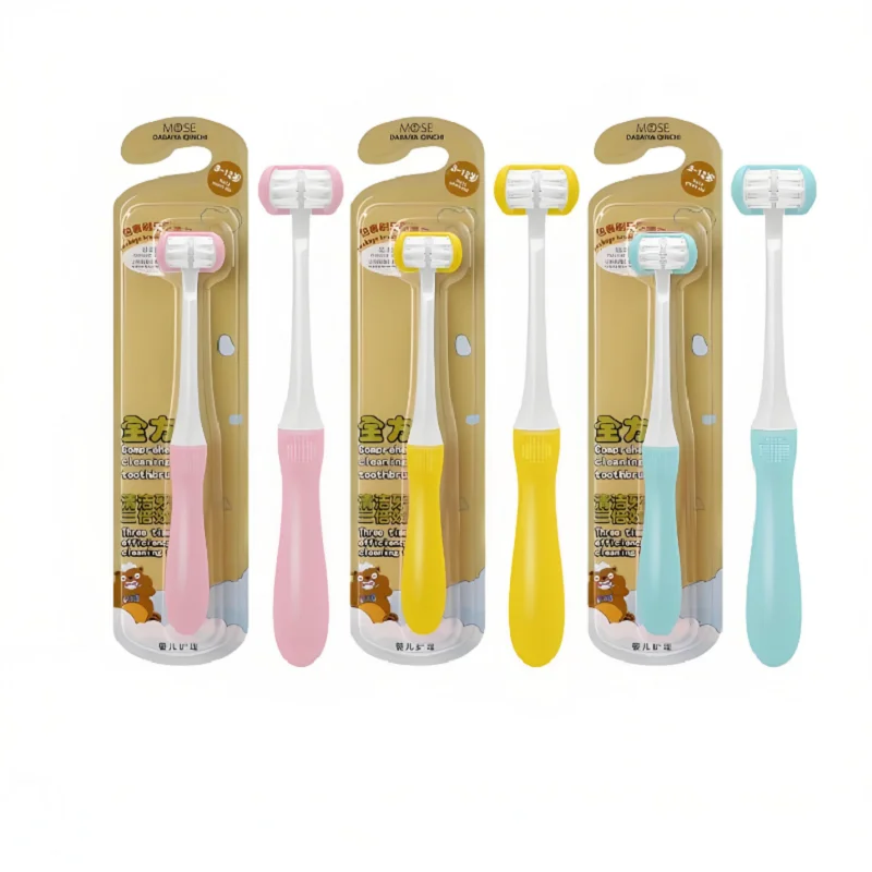 Three-Sided Children's Silicone Brush Head Toothbrush Soft bristle 3D All-Wrap C-type 3-6-12 Years Old Kid's Cleaning Toothbrush