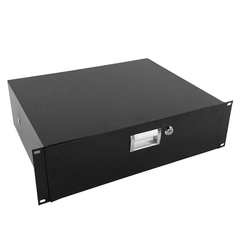 

3U Pro Rack Case 19" Steel Plate DJ Drawer Equipment Cabinet w/Key Black