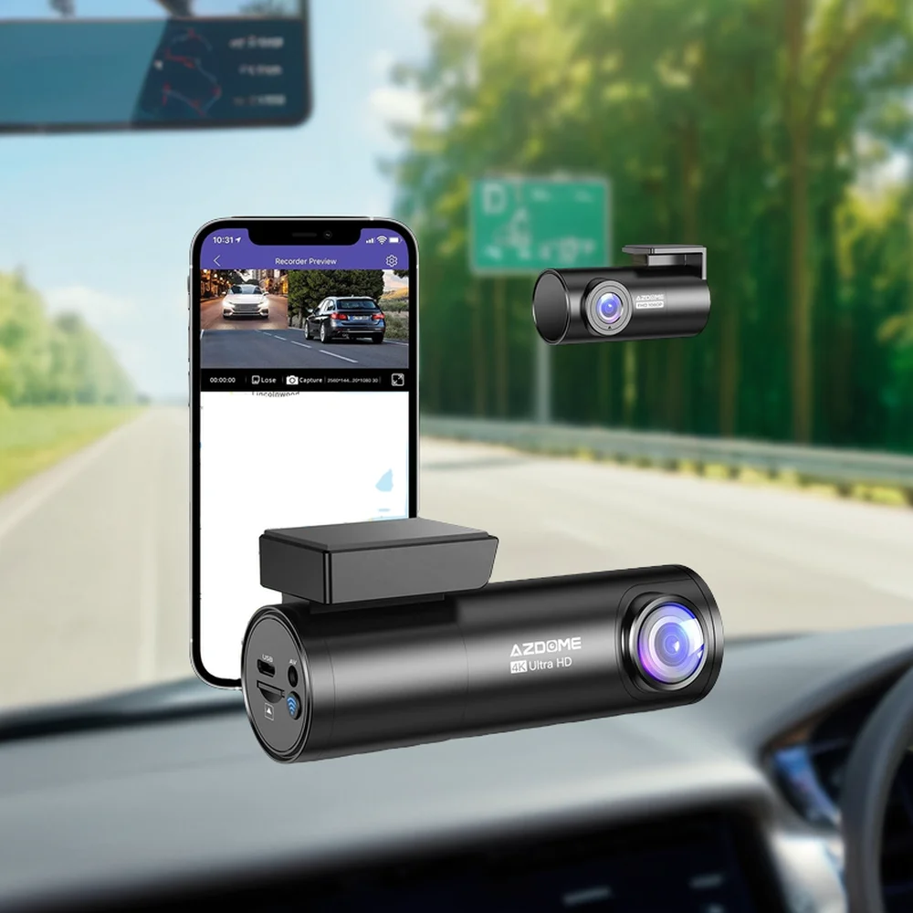 

AZDOME M300S Dash Cam 4K Front and Rear DashCam with GPS Night Vision WDR Voice Control WiFi Hidden Car Video Recorder
