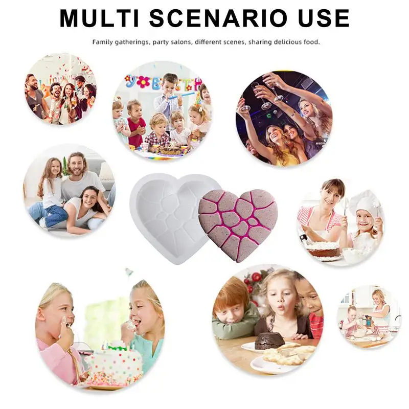 قالب كب كيك سيليكون قوالب الخبز كعكة شكل متصدع القلب غير عصا قابلة لإعادة الاستخدام قالب أدوات المطبخ لوازم الخبز ل