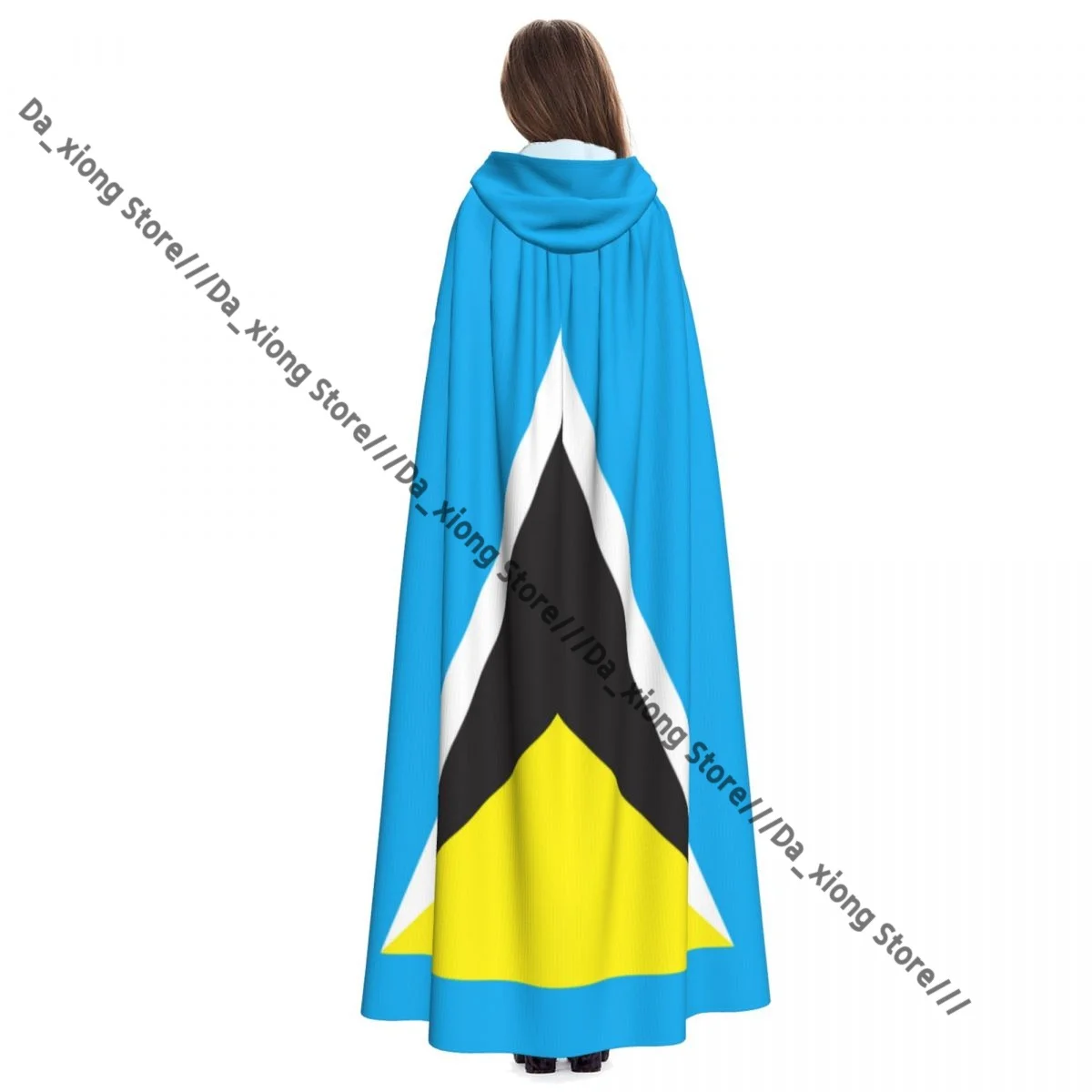 Unisex Halloween mantel vlag kaart van Saint Lucia Cape middeleeuws kostuum met capuchon heks Wicca vampier