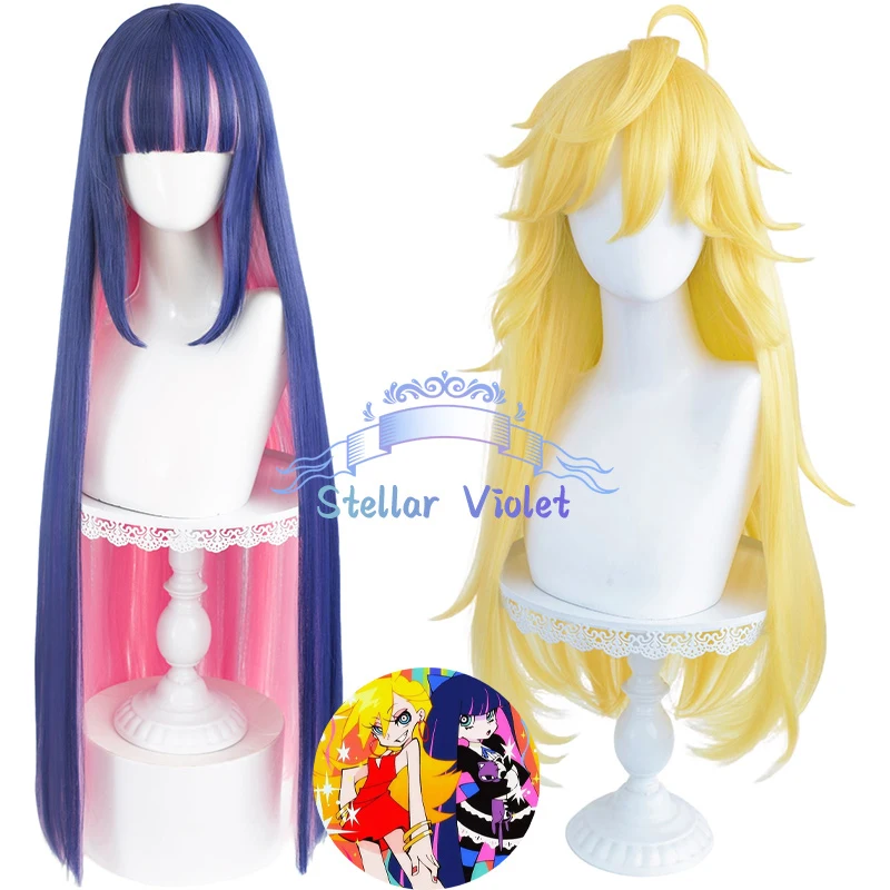 Peruka Cosplay Panty Anarchy Odporna na Ciepło Anime Panty & Stocking z Pasem do Pończoch Anarchy Cosplay Syntetyczne Peruki Złota Peruka