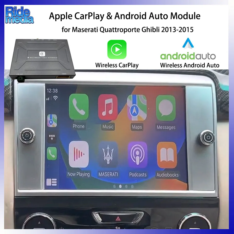 

RideMedia 2026 Plug and Play GPS Music Bluetooth CarPlay Module for Maserati Ghibli Quattroporte 2013-2015