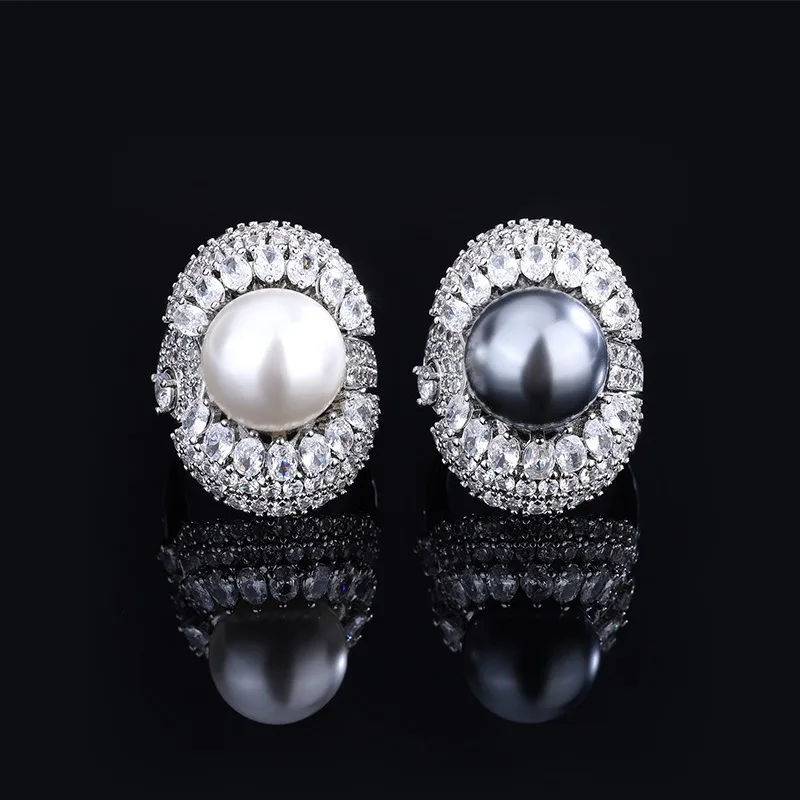 

Elegant Inlaid Pearl Women's Rings Personality Adjustable Pearl Ring for Women Wedding Party Jewelry