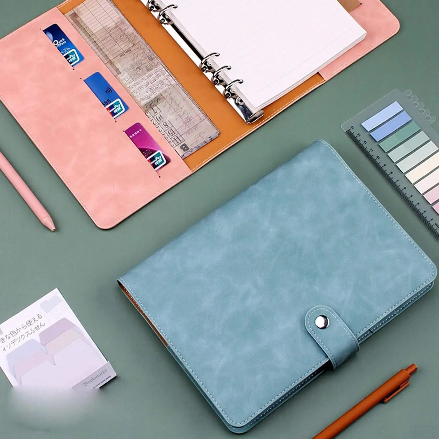 A5 Soft PU Leather Notebook Binder, Refillable 6 Round Ring Binder Cover for A5 Filler Paper, Notebook Personal Planner Binder