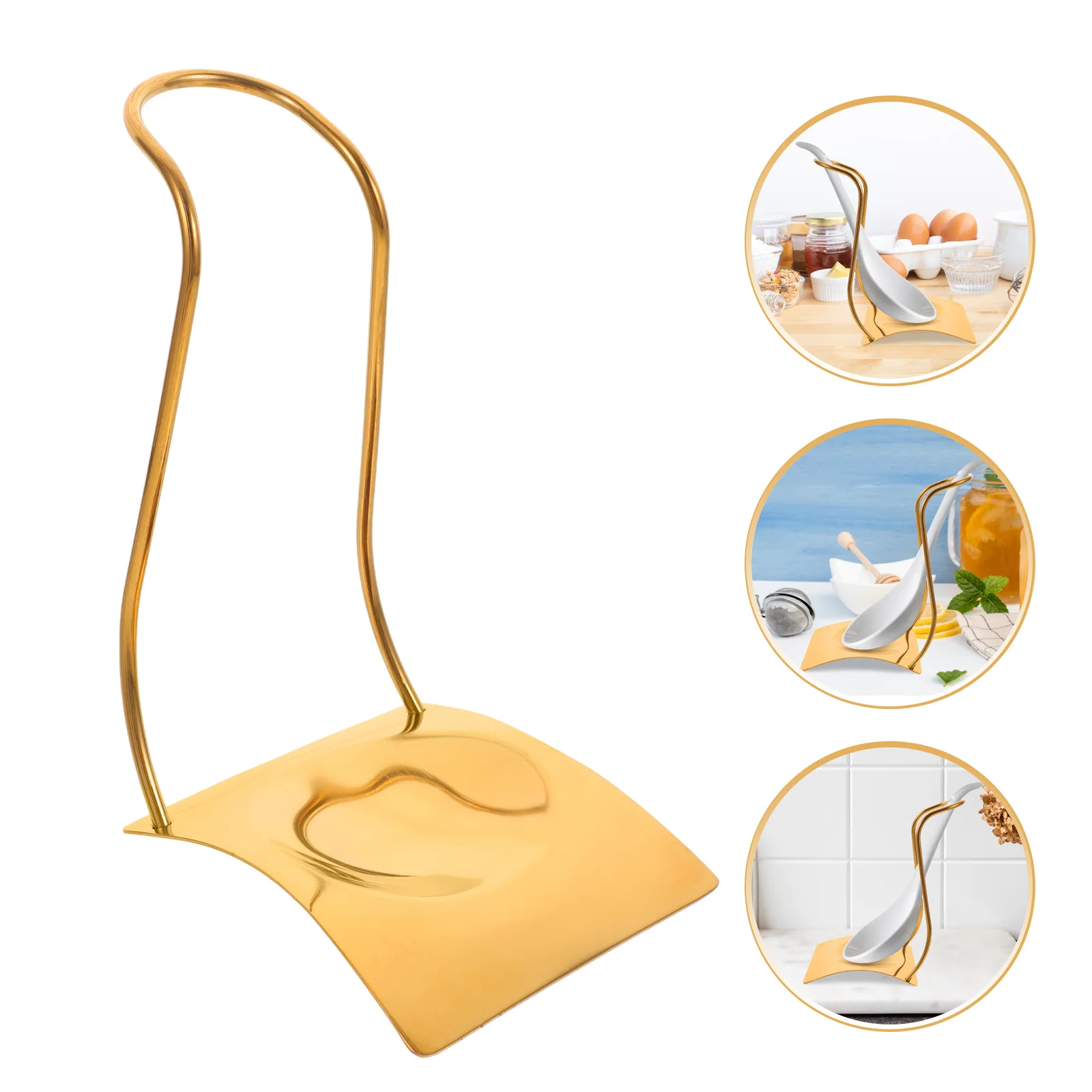 

Stainless Steel Spoon Holder Scoop Rest Stand Upright Ladle Rack For Kitchen Tableware Storage Small Portable Convenient Kitchen