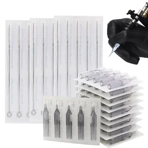 20/50/100Pcs 3RL 5RL 7RL 9RL 11RL Tattoo Needles with 3/5/7/9/11RT Gray Disposable Tattoo Tips Tattoo Combo