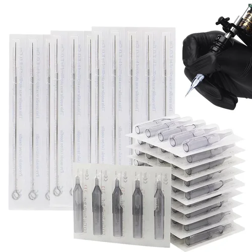 Imagen 1 del producto 20/50/100 Uds 3RL 5RL 7RL 9RL 11RL agujas de tatuaje con 3/5/7/9/11RT puntas de tatuaje desechables grises Combo de tatuaje