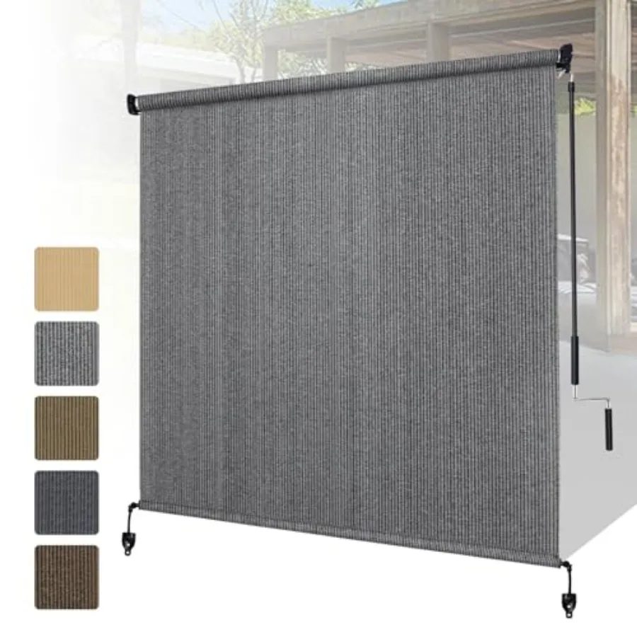 

Outdoor Roller Shades 8' W x 8' H, Patio Roll Up Blinds 220 GSM Shade Cloth Roll for Porch Gazebo Pergola Balcony Backyard