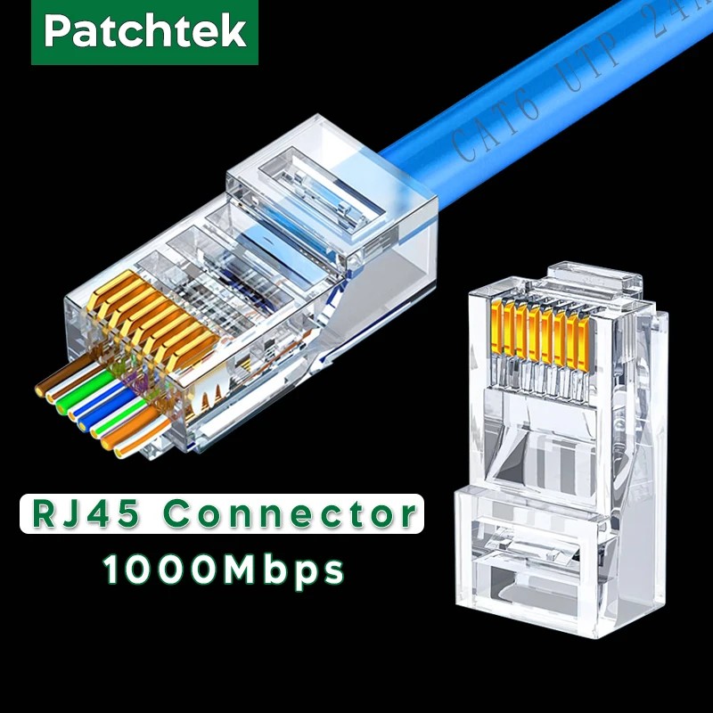 Packtek-Conector de Cable de red Cat6/6A, 10 piezas, cabeza de cristal Ftp RJ45, enchufe de módulo, Utp, Rj45, extremo EZ a engarce, Modular