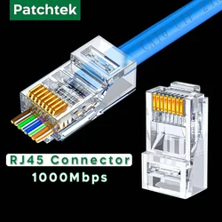 50/500 adet RJ45 Cat6/Cat5e konnektörleri geçmek kristal End altın kaplama 8P8C sıkma UTP standart Ethernet ağ modüler fiş