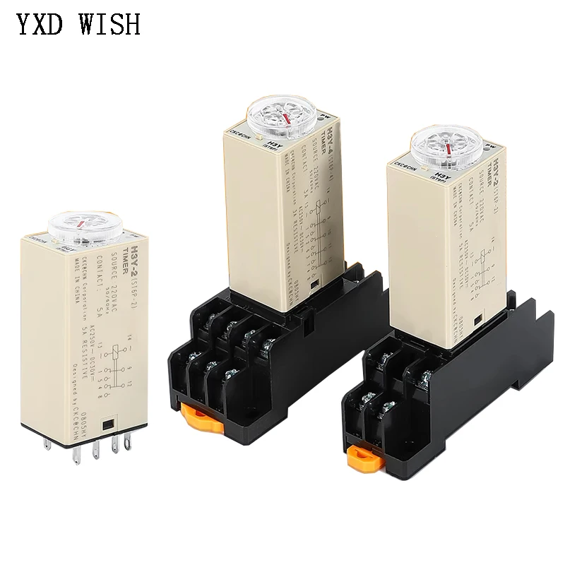 10set Delay Time Relay H3Y-2 8 Pin DC12V 24V AC220V Timer Relays Switch 1S 3S 5S 30S 60S 5M 10M 30M 60M Time Delay Relay