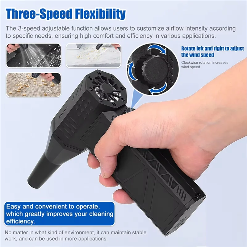 AT44-X6 Jet Fan 130,000RPM Wind Speed 52M/S Brushless Motor Ducted Turbofan Handheld High Duct Fan Dust Blower Cleaning Tool