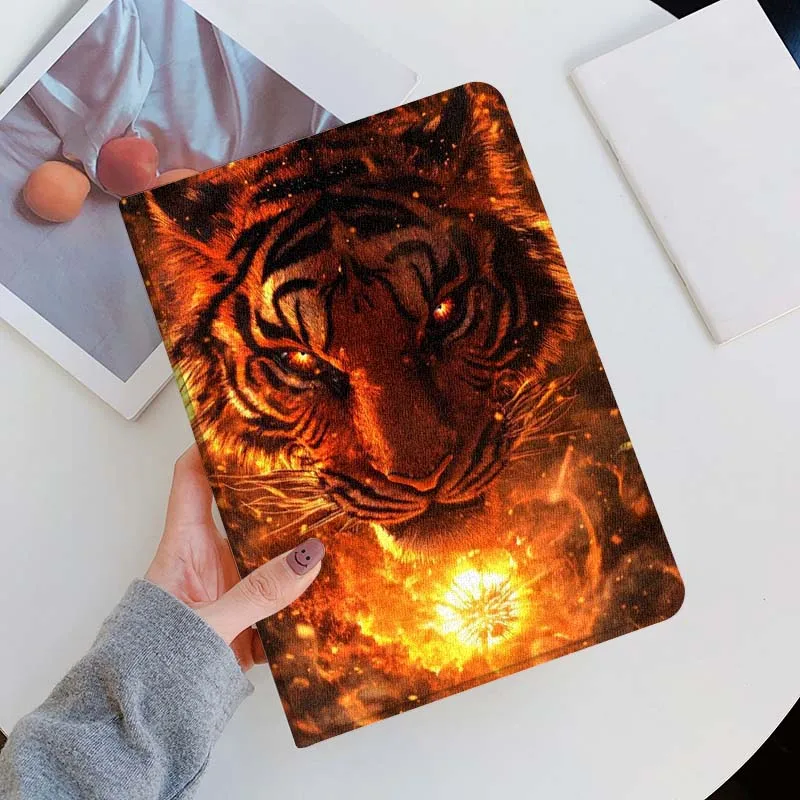 Flaming Tiger Cool For iPad Pro Mini Air 1 2 3 4 5 6 7 10 11 th 8 9 gen 11 M4 M5 Foldable Tablet Case Cover