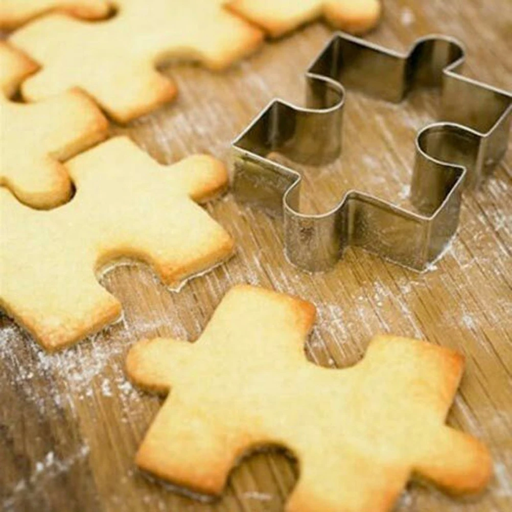 

Stainless Steel Biscuit Mold Cookie Puzzle Shape Tool Heat Resistant Reusable Baking Pan DIY Project Accessories