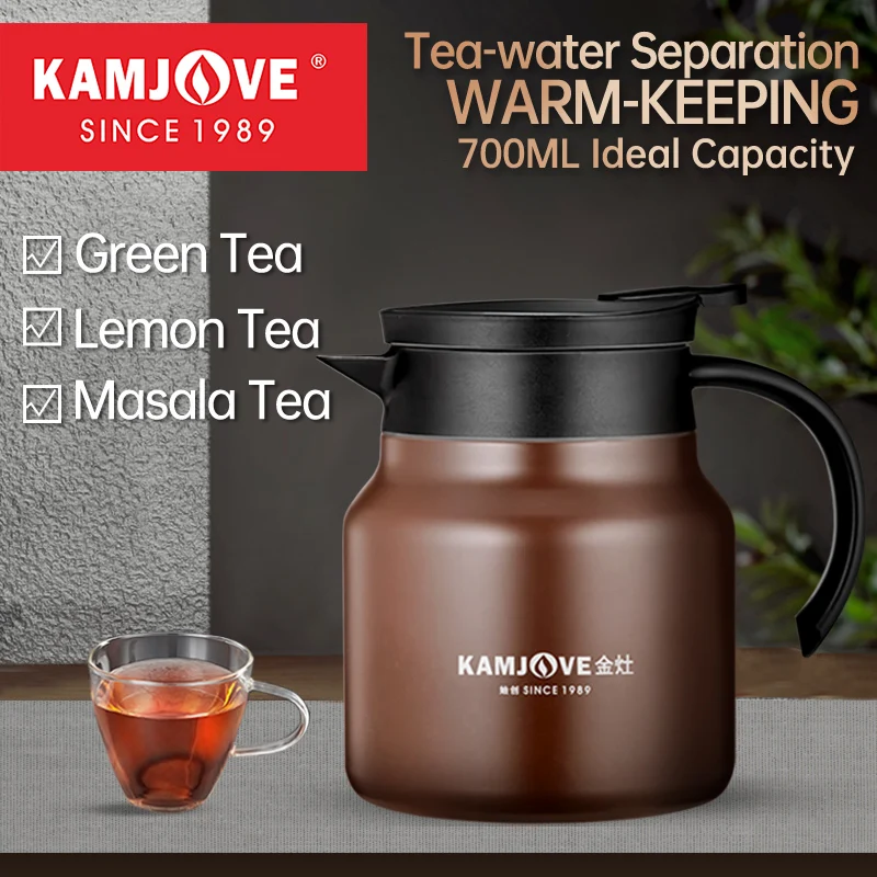 

KAMJOVE Pu 'er Steeping Teapot Double-layer Warm-Keeping Pot 316 Stainless Steel Liner Kettle White Tea Steeping Tea Pot 700ml