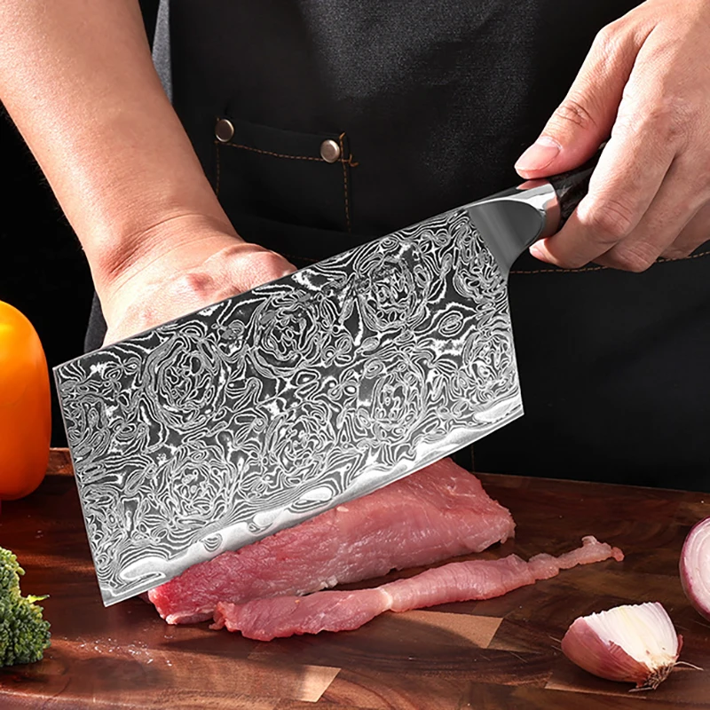 7 Inch Chinese Chef Knife 67-layers Damascus Steel VG10 Blade Abalone Shell Handle Slicing Vegetables Cleaver Meat Kitchen Knife